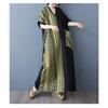 Women's Striped Patchwork Black Long Dress Retro Robe