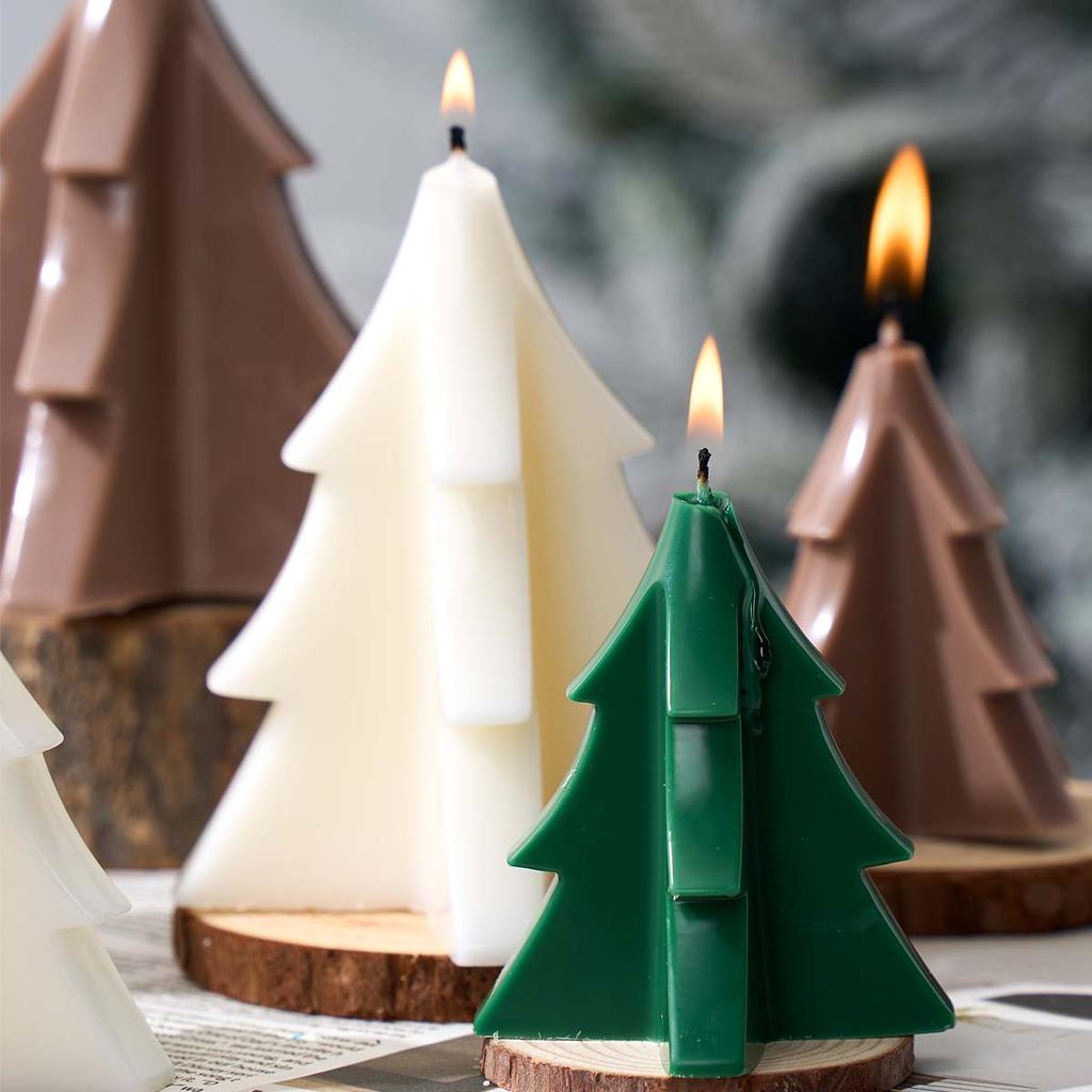 3D Geometric Christmas Tree Candle Mold DIY Simple Christmas Scented Candles Silicone Molds Soap Plaster Resin Craft Gift Making