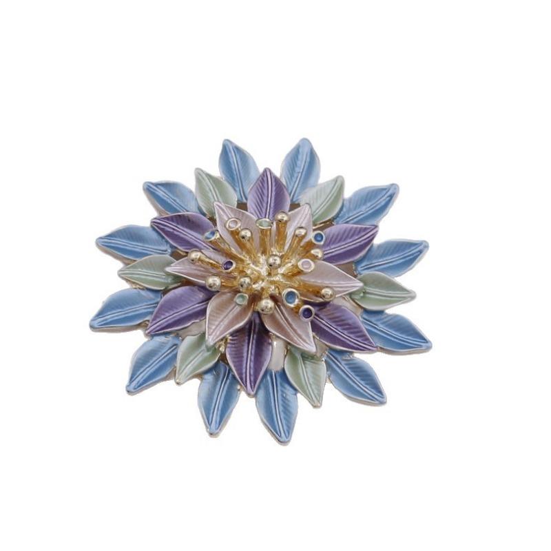 New enamel color hollow three-dimensional sunflower magnetic brooch women's fashion high-end flower brooch