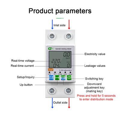 Intelligent Automatic Reclosing or for WiFi Multifunctional Current Voltage Monitoring Meter LCD Display Power Meter Mobilephone AP