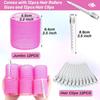 Giant curling wand roller set, 24 pieces, including 12 self-grip curling wands and 12 stainless steel duckbill clips (rose red)