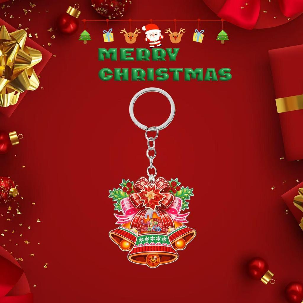 Acrylic 2D Christmas Keychain Pendant – Perfect Holiday Backpack Ornament
