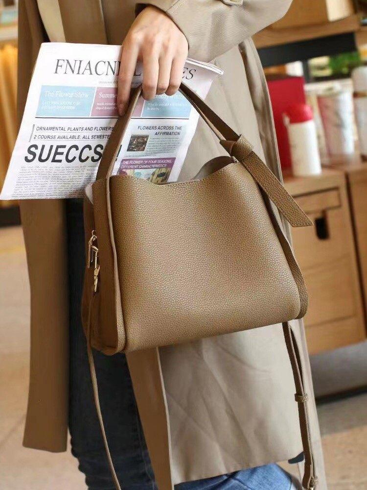 Women's Bucket Bag 2026 New Style, Top Layer Cowhide, Large Capacity, Basket Bag, Shoulder Bag, Crossbody Bag