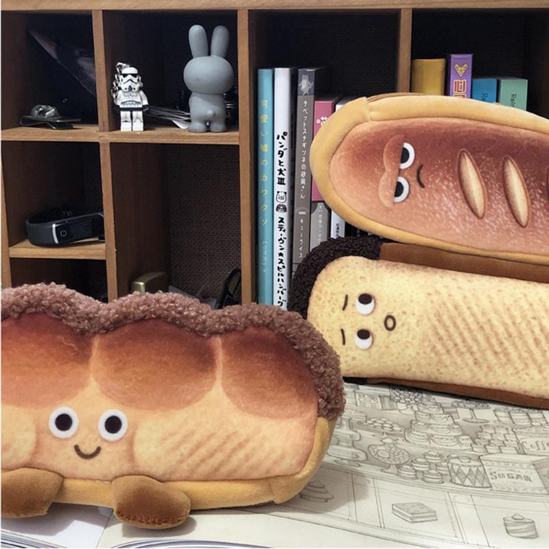 1pcs Cookie Pencil Case Bread Pencil Case Toast Pencil Case Unisex Stationery Large Capacity Portable Bag Cosmetic Pouch