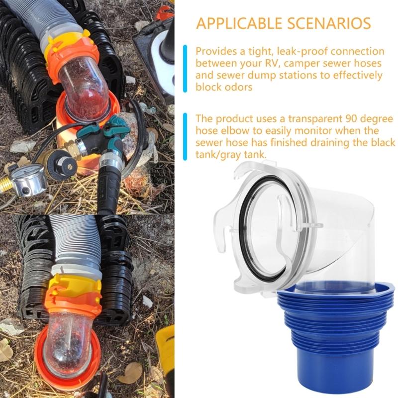 Transparent Motorhome Waste Water Adapter 90 Degree Rotation Design Anti Backflow For Camping Vehicle Drain Management