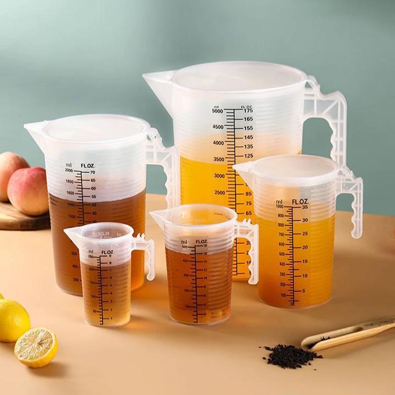 100-5000ml Plastic Measuring Cup with Lid Graduated Liquid Container Kitchen Clear Baking Measuring Tools High Volume