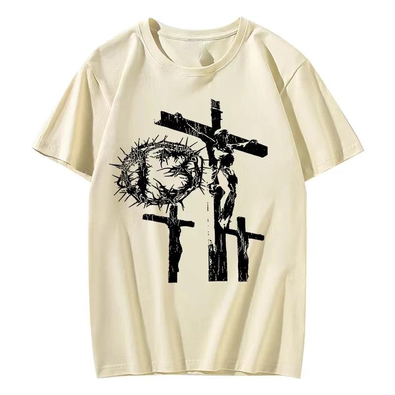 Y2K Streetwear Cotton T-shirt Harajuku Graphic Print Oversized Punk Short Sleeve T-shirt Rock Goth Retro Top Hip Hop Tee Fashion
