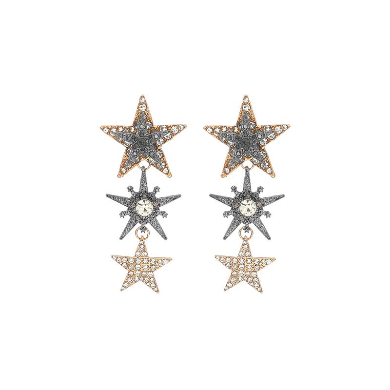 Sparkly Crystal Rhinestone Stars Drop Earrings For Women Fashion Holiday Party Jewelry Gifts
