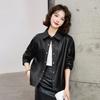 Spring and Autumn new leather jacket women's fashion casual loose and thin single-breasted leather jacket trendy