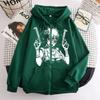 Women's Hooded Zip Up Loose Fit Long Sleeve Printed Butterfly Casual Cardigan Sweatshirt Jacket