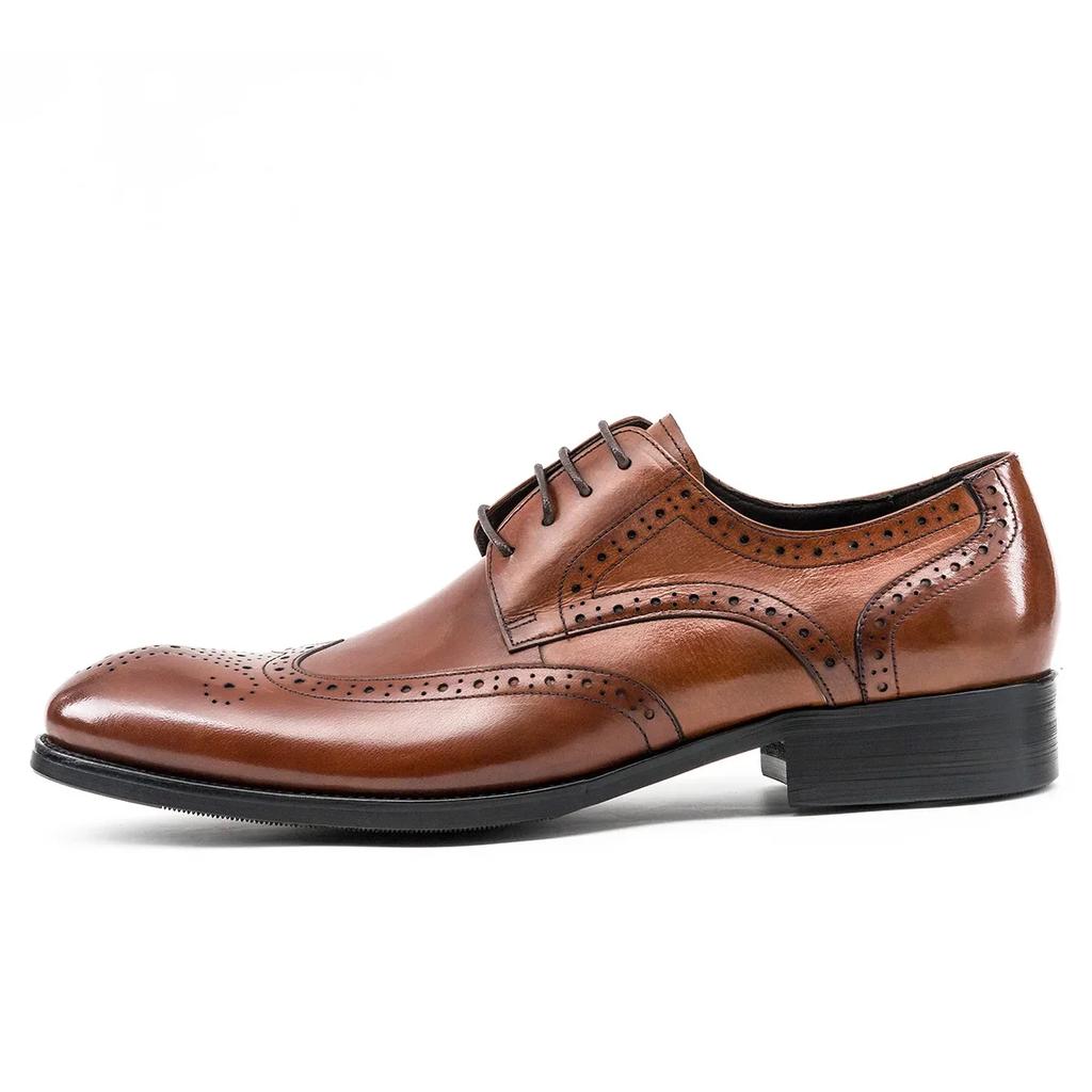 Fashion 2024 New Cowhide Block Carved Men's Shoes Genuine Leather British Men's Shoes Vintage Classic Dress Shoes Handmade High Quality