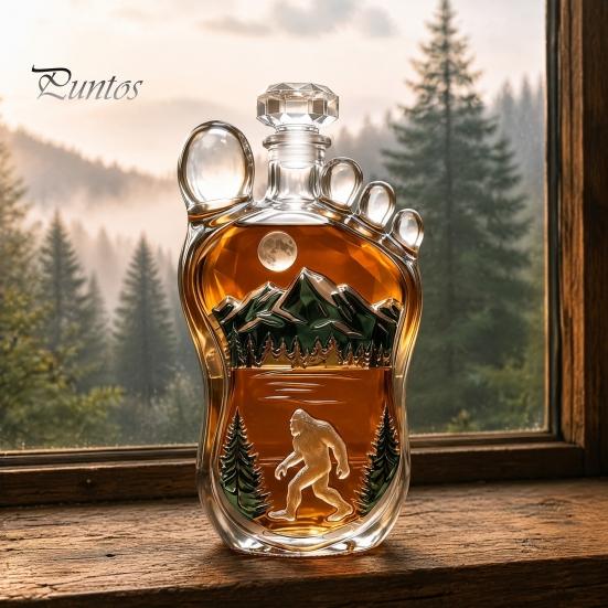 High Borosilicate Glass Bottle Sasquatch Foot Whiskey Bottle, Shaped Wine Container Decorative Liquor Decanter for Home Kitchen Bar Parties