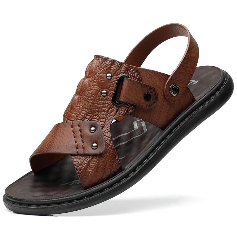 Men's Sandals Summer Soft Sole Crocodile Pattern Beach Shoes Youth Foreign Trade New Leisure Trend Outwear Sandals
