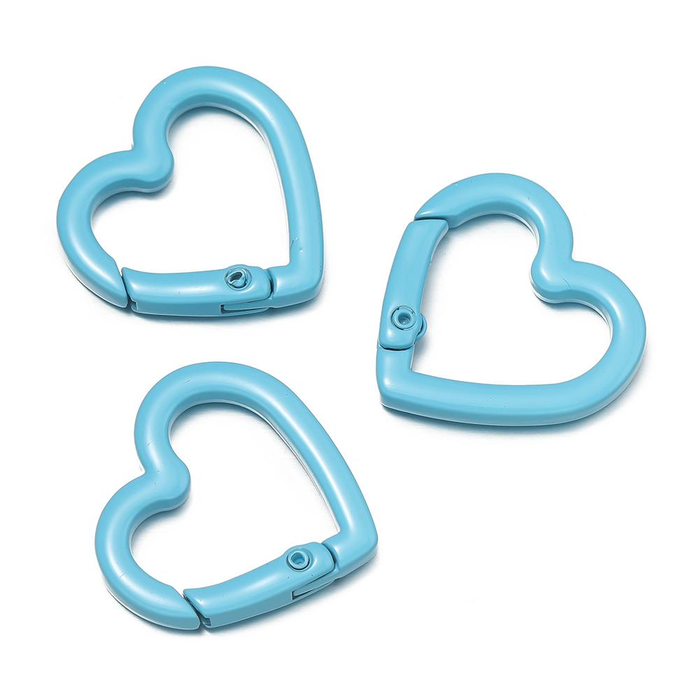 5pcs Metal Heart Spring Clasp Openable Love Shape Carabiner Keychain Clips Hook Dog Chain DIY Jewelry Buckles Connector
