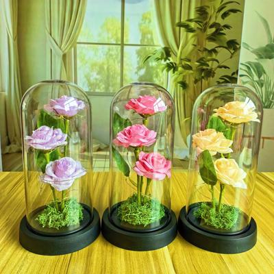LED Immortal Rose Glass Cover Light, Three-pack Atmosphere Night Light Qixi Festival Christmas Gift Direct Supply