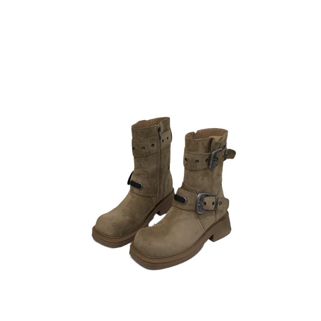 Coarse heel French British style retro western cowboy short boots women's boots autumn 2025 new models