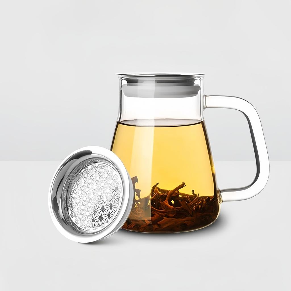 OULOVECO Glass Stainless Steel Disassemblable for Easy Suitable for Both Hot and Cold Includes Tea Compatible with Fruit Tea and Flower Tea Patent Tea