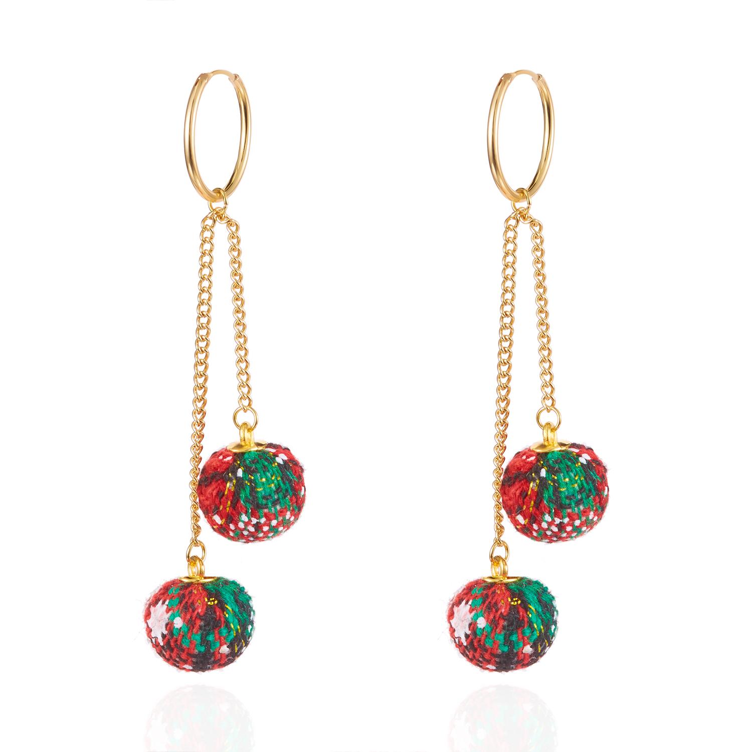 

Christmas Faux Fur Ball Long Tassel Earrings for Women Creative Colorful Hairball Hanging Earrring New Year Festival Jewelry