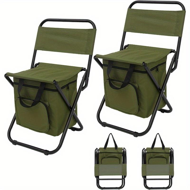 

Portable Folding Camping Chair, Lightweight Compact Folding Chair With Backrest, Outdoor Backrest Chair With Foldable Backpack, Load-Bearing 1 pc зелений