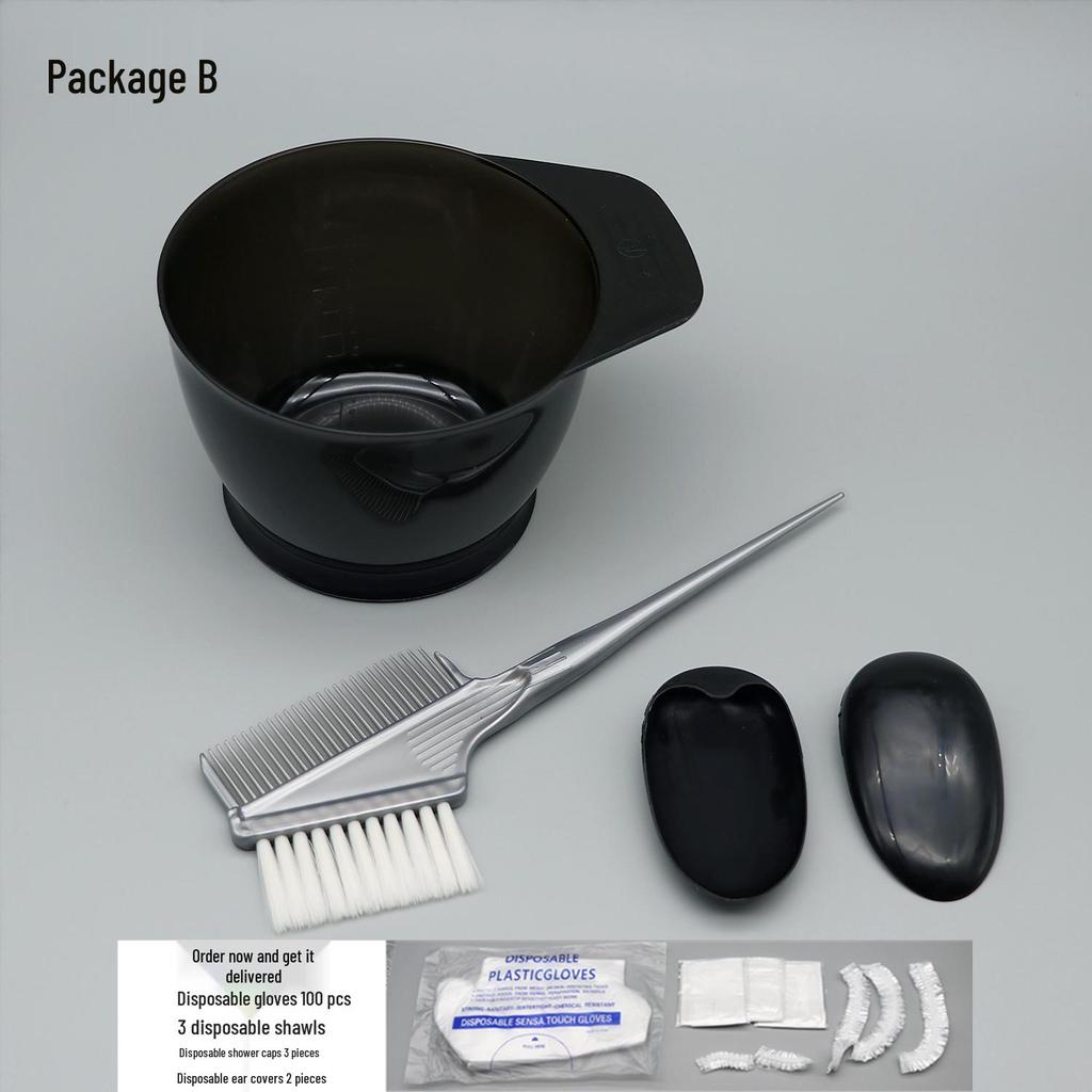 Kit de coloration capillaire: Châle, Bol de teinture, Peigne, Brosse douce, Cache-oreilles, Articles professionnels pour cheveux.