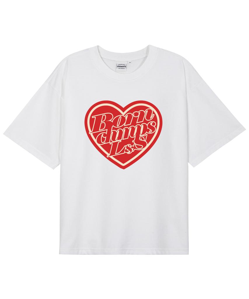 BORN CHAMPS [2 Colors] Heart Chip Oversized Short Sleeve T-Shirt B25St40