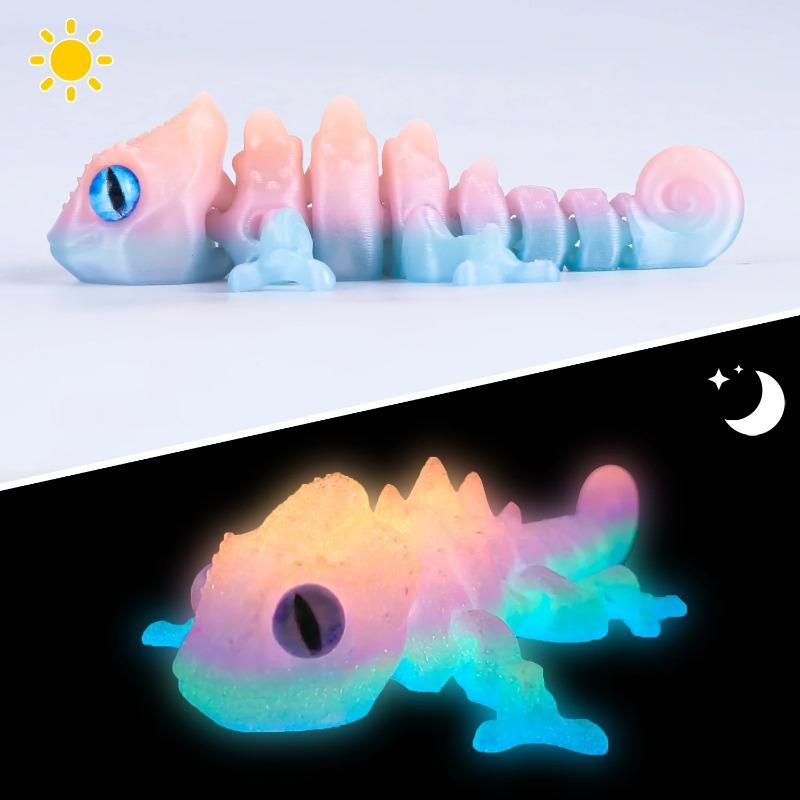 3D-gedrucktes Chamäleon-Echsen-Spielzeug - Gelenkige flexible Gelenke, Stressabbau Fidget-Spielzeug, Coole Schreibtischdekoration für Zuhause & Büro