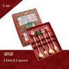 4 Unids / set Regalo de Navidad Cucharas de Café de Acero Inoxidable Decoración de Mesa de Navidad para el Hogar Cuchara de Postre Tenedor de Fruta Cuchara Alce Juego de Cubiertos de Árbol de Navidad