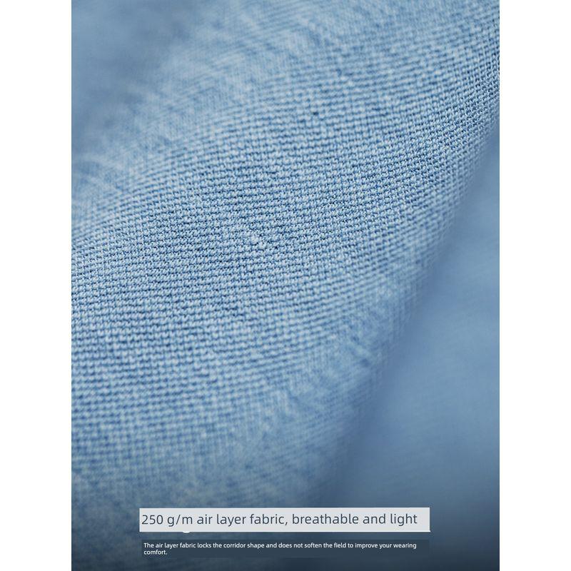 Retro Color-Blocked T-Shirt with Ribbed Neckline, Drop Shoulder Sleeves, Loose Fit, Air Layer, Contrasting Color Short-Sleeve Men's Summer Wear