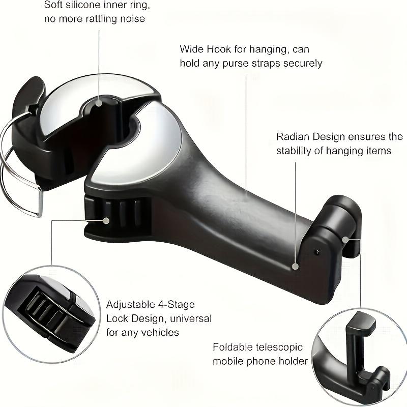 1pc Adjustable Car Seat Phone Holder with Headrest Mount - Durable ABS Material, Waterproof, Auto Vehicle Compatible, Secure Grip for Road Trips