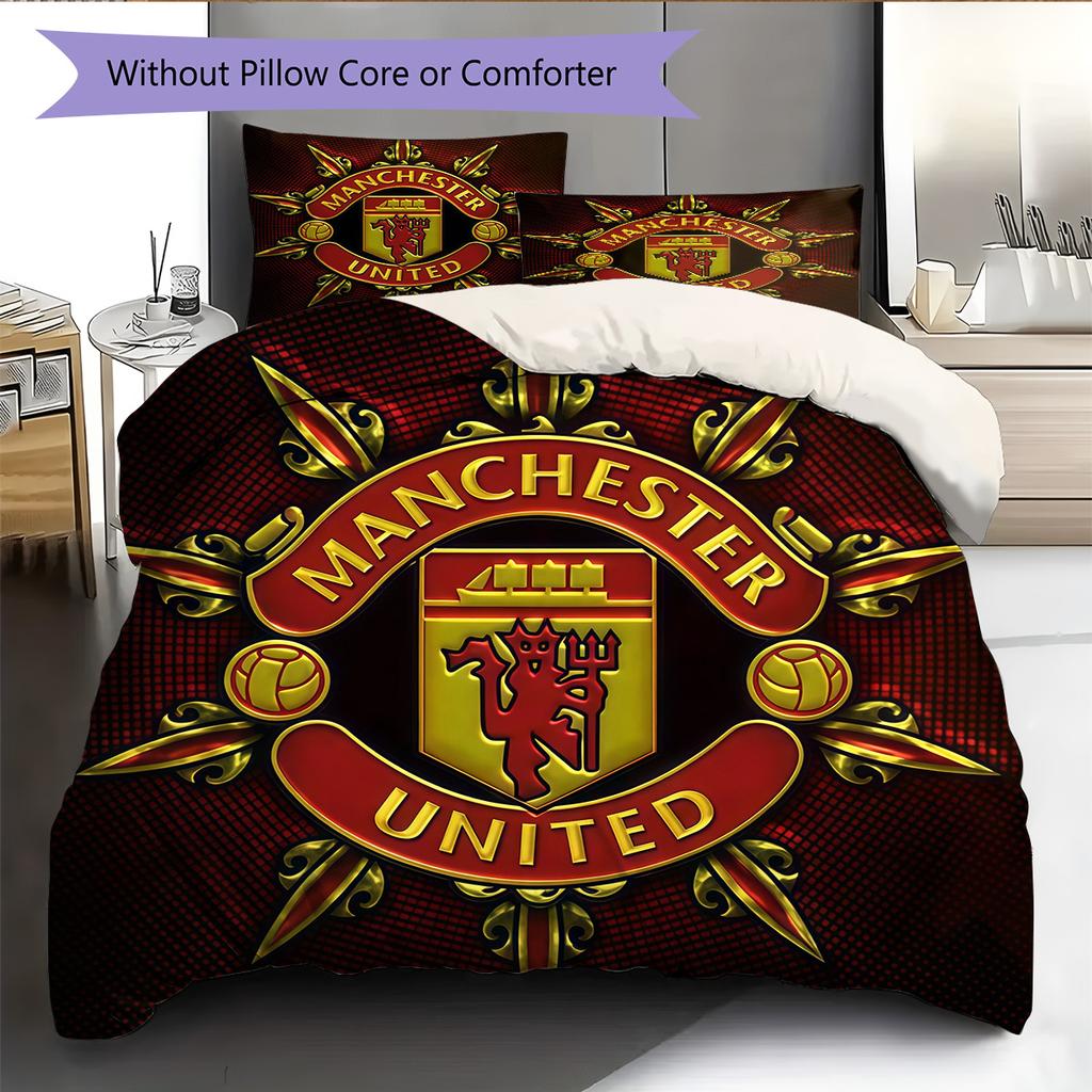 Set Lenzuola Trapunta Manchester United Copripiumino Federa Decorazione Casa Regalo di Compleanno (1 * copripiumino + 2 * federa, senza nucleo)