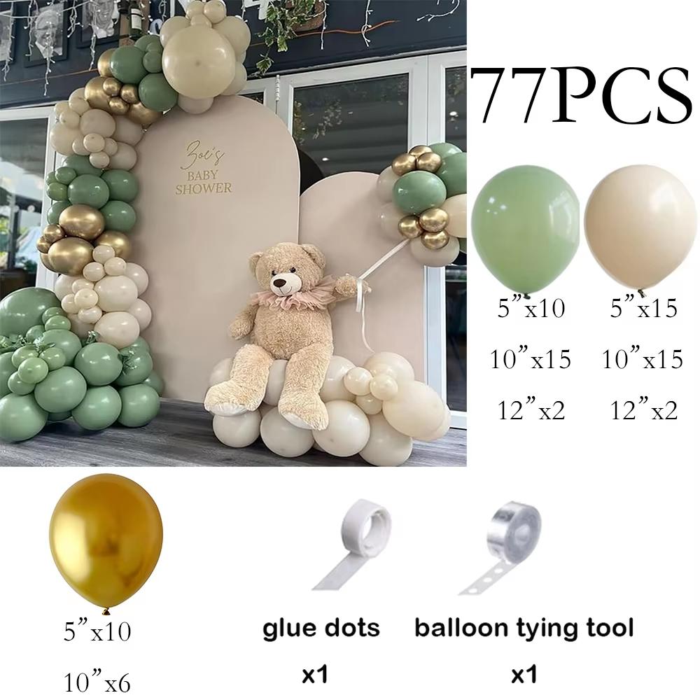 

Sage Green Balloons Kit White Sand Metallic Gold Birthday Party Graduation Wedding Anniversary Gender Reveal Decoration Globos AS Picture