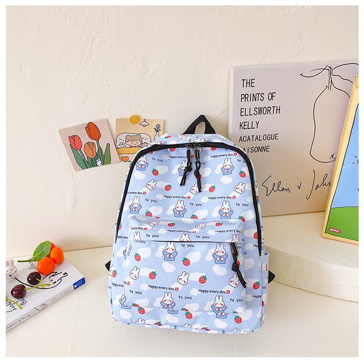 Trendy Kids Nylon Backpack With Cute Cartoon Print Breathable Stylish Design