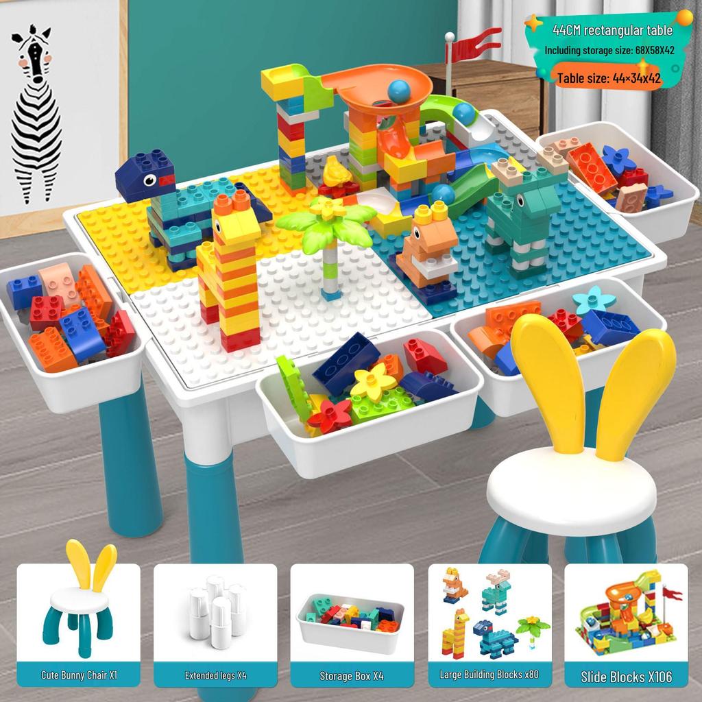 Multifunctional Building Block Table for Kids, Compatible with Large Lego Pieces, Educational Toy for Boys Ages 3-6