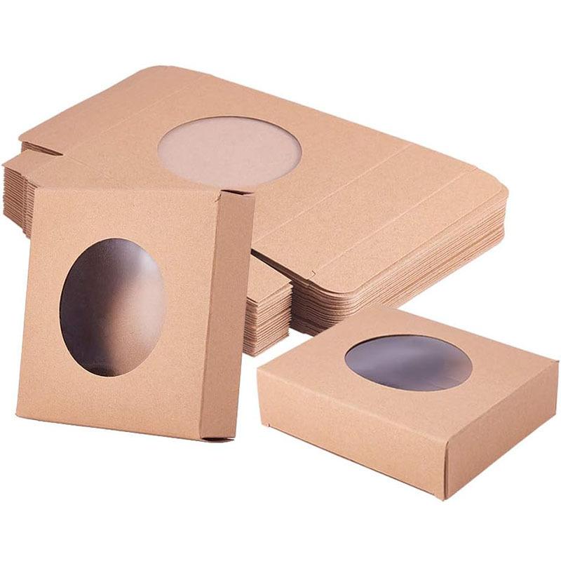 

Cross-Border Kraft & PVC Gift Box with Round Window & Sticker for Candy/Biscuits