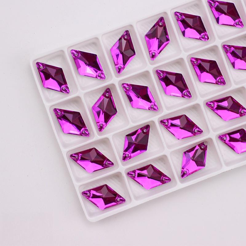 High Quality Rhombus Glass Crystal Sew On Rhinestones Strass Stone With Two Holes,DIY/clothing Accessories 1.1x1.9cm 28pcs