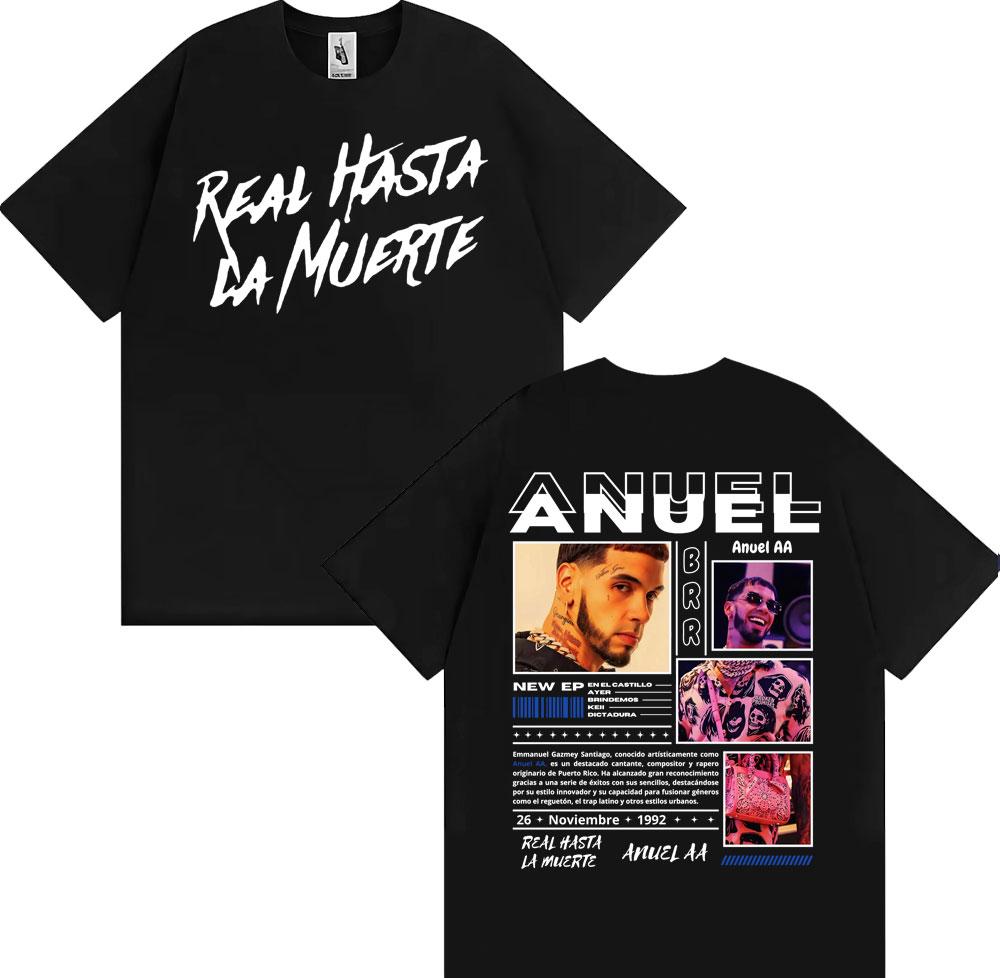 

Anuel AA Rhlm 2 Real Hasta La Muerte Album T Shirt Mens Clothing Harajuku Gothic Vintage Tshirts 100 Cotton Oversized Tshirt M