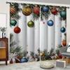 2pcs Festive Christmas Curtain Retro Style with Colorful Light Snowflakes & Santa Claus Designs Machine Washable for Living Room