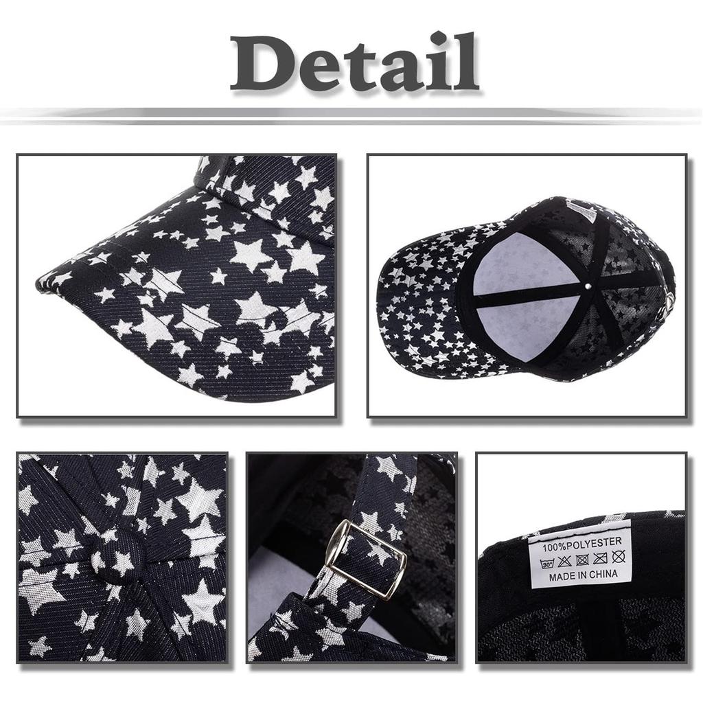 Cap with star CA694 [White Fang] pattern, sports, running, outdoor, women, men, (black)