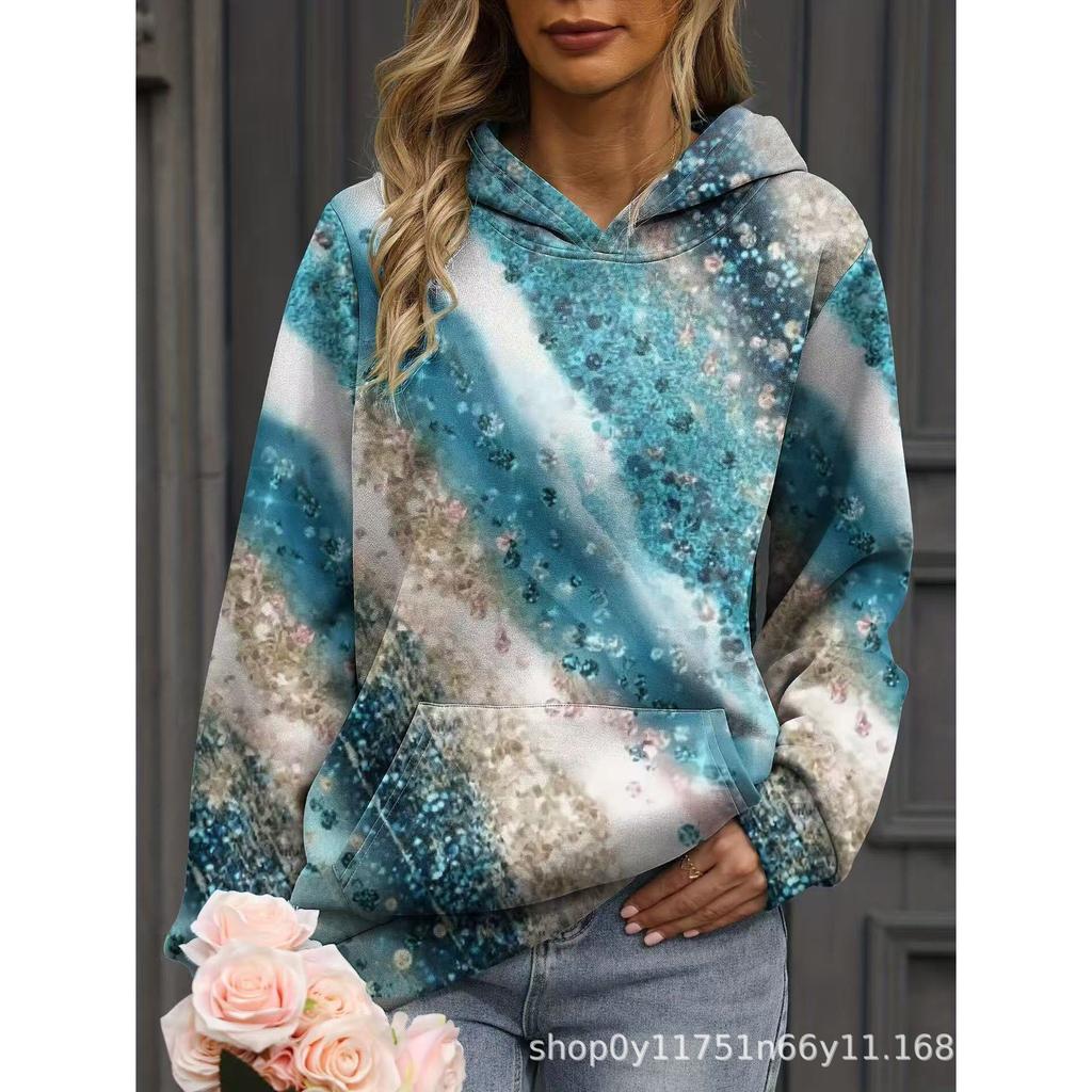 Women's Hoodie Sweatshirt Casual Fashion New Digital Printing Love Stripe Casual Street Style Autumn Winter Tops