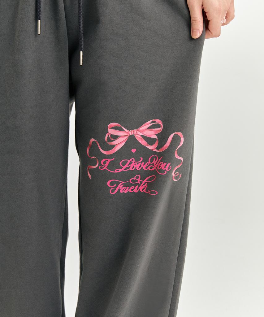 ADOREBELLE Pink Ribbon Jogger Pants - Charcoal