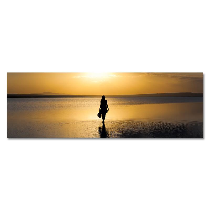 

Натуральное золото, морской пляж, закат, пейзажные постеры и принты, холст, картина, скандинавская настенная картина для декора гостиной 30x90cm no frame