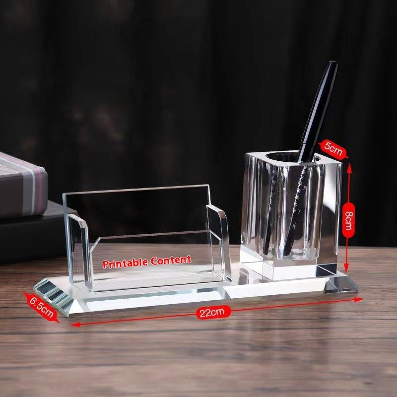 Ornament Office Study Room Set 8cm Crystal Glass Pen Holder Engraved Meeting Anniversary Gift Love Flower Christmas Trophy