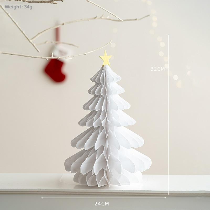 Paper Honeycomb Ball Folding Christmas Tree 3D Ornament Home Wedding Decoration Desktop Ornament 2025-2026 Christmas Decorations