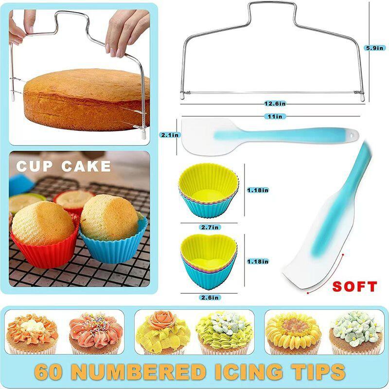 66 Or 110 Piece Cake Decorating Kit With Turntable TPU Piping Bags Stainless Steel Tips Icing Scraper Home Bakery