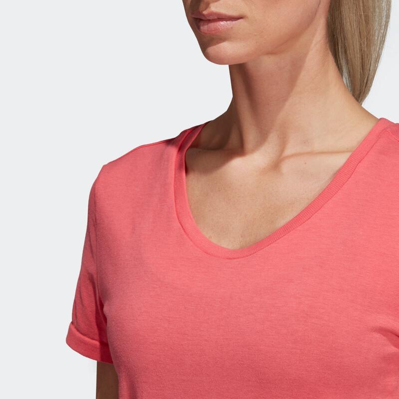 Adidas Solid Color Round Neck Short Sleeve T-Shirt Women Tops Pink DX2150