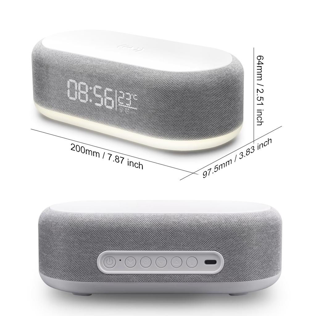 Fast Wireless Charger Alarm Clock Time LED Light Thermometer for iPhone 16 15 14 13 12 Charging Dock Station for Samsung S24 S23