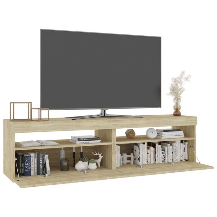 VidaXL 2x Meubles TV avec Lumières LED Centres de Divertissement Armoires Multimédia Meubles de Salle de Séjour Intérieur 804398