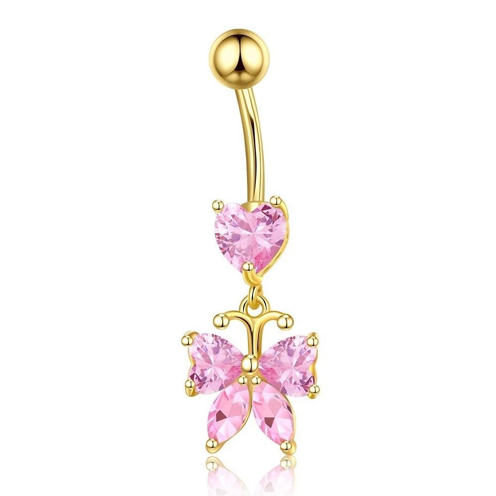 Zircon Butterfly Belly Button Rings Delicate Belly Clicked Piercing Navel Piercing Rings  Daily