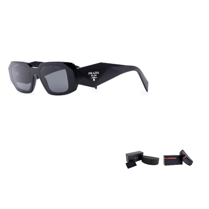 Prada Logo Plastic Square Sunglasses Unisex sunglasses Black PR17WSF1AB5S0