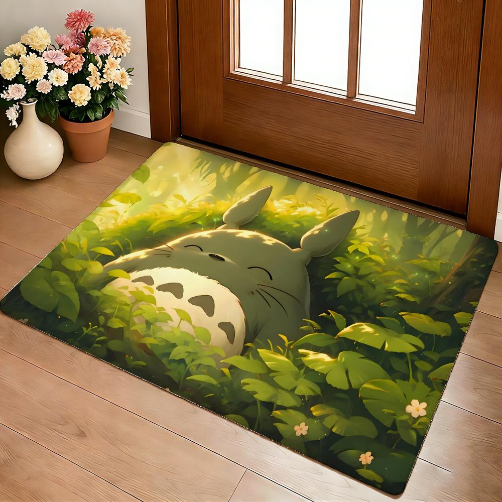 Kwaii Anime T-My Neighbor Totoro Floor Mat Cozy Flannel Soft Thick Non-Slip Mat For Living Room Bedroom Kitchen Decor Rugs